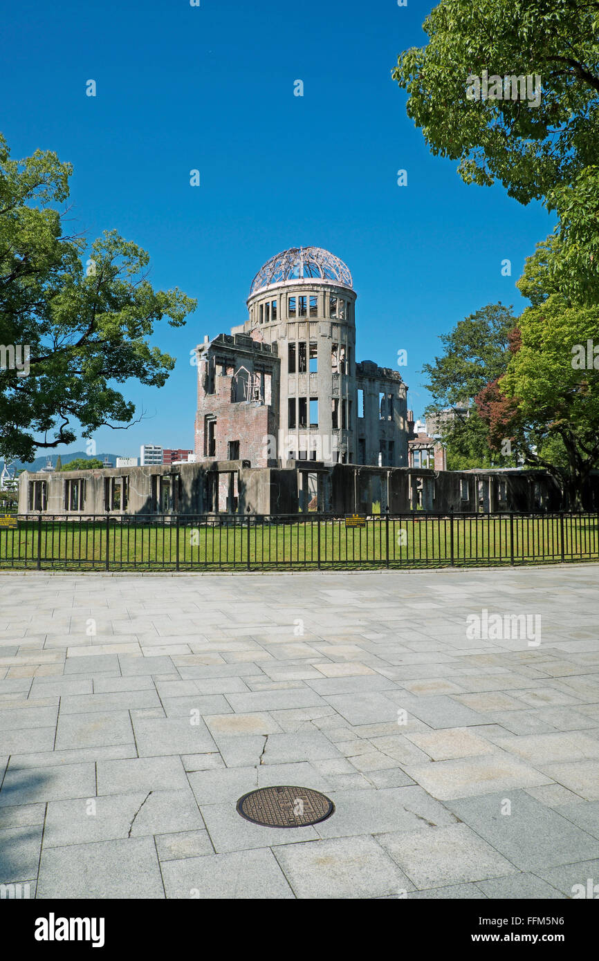 Hiroshima Peace Memorial chiamato anche l'Hiroshima Cupola della Bomba Atomica (A-Bomb Dome) a Hiroshima Parco del Memoriale della Pace di Hiroshima Foto Stock