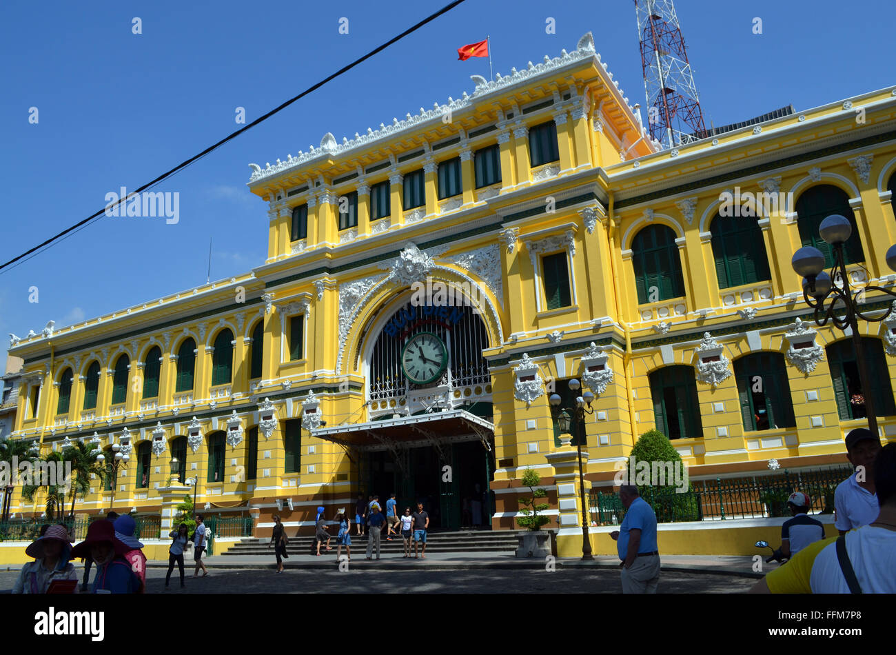 Saigon,Viet Nam. L'ufficio postale vicino alla cattedrale una grande attrazione turistica. All'interno è una mappa che mostra ' Saigon1892' Foto Stock