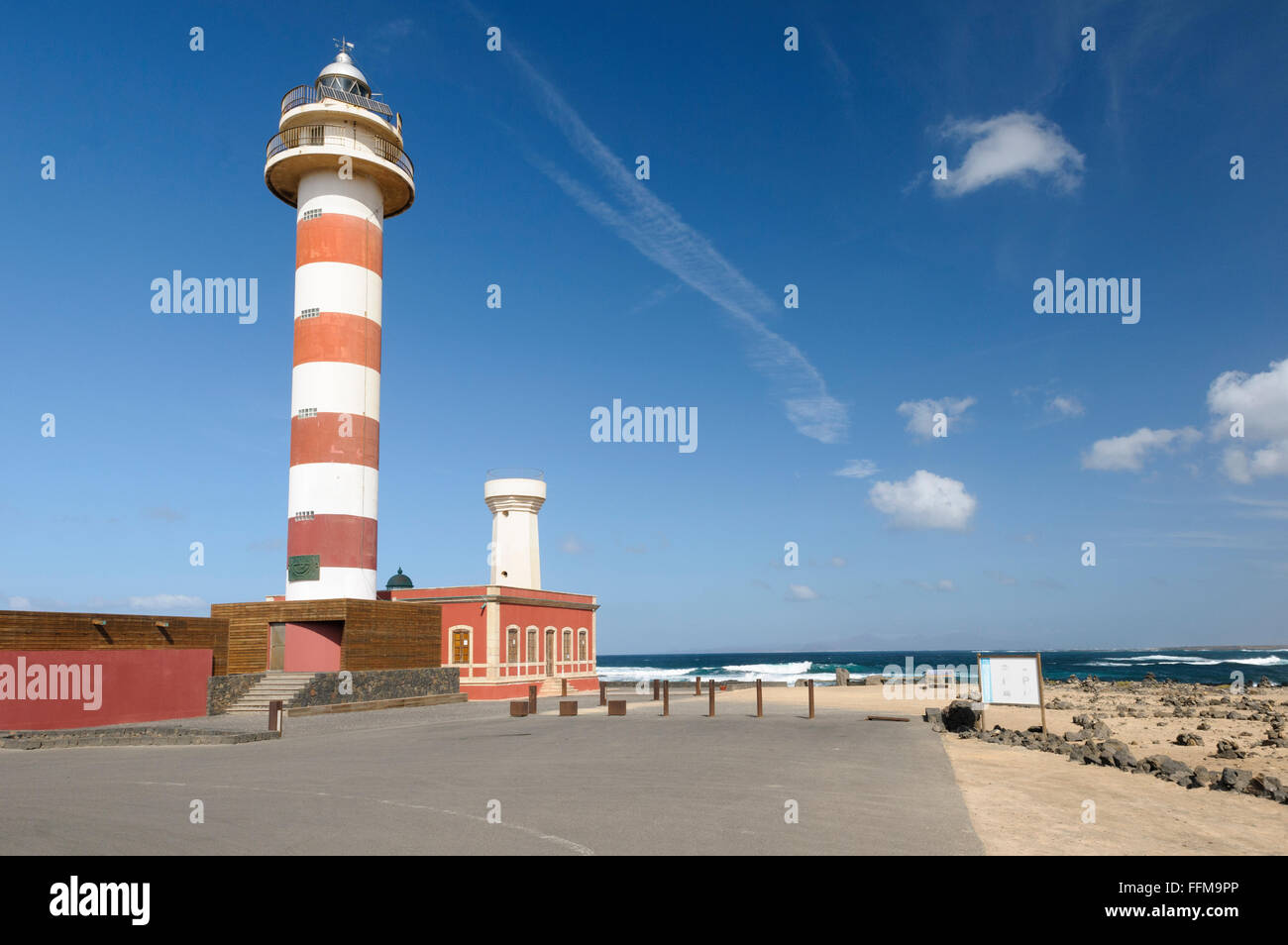 Museo della Pesca tradizionale e Faro del faro Tóston, El Cotillo, Fuerteventura, Isole Canarie, Spagna Foto Stock