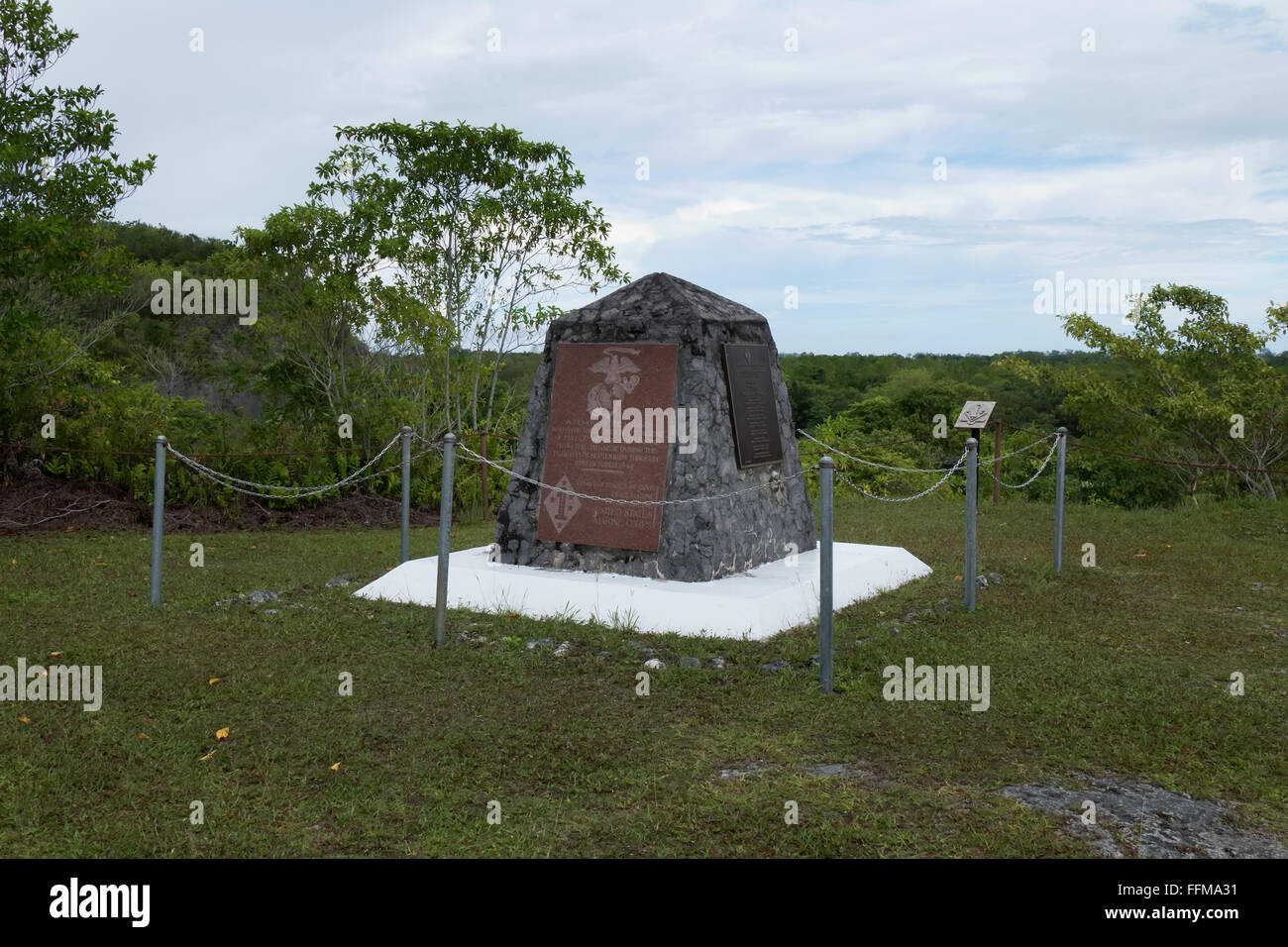 US Marine Corps memorial per Marines caduti durante la Battaglia di Peleliu, Palau nel 1944, ha lottato contro il Giappone nella seconda guerra mondiale Foto Stock