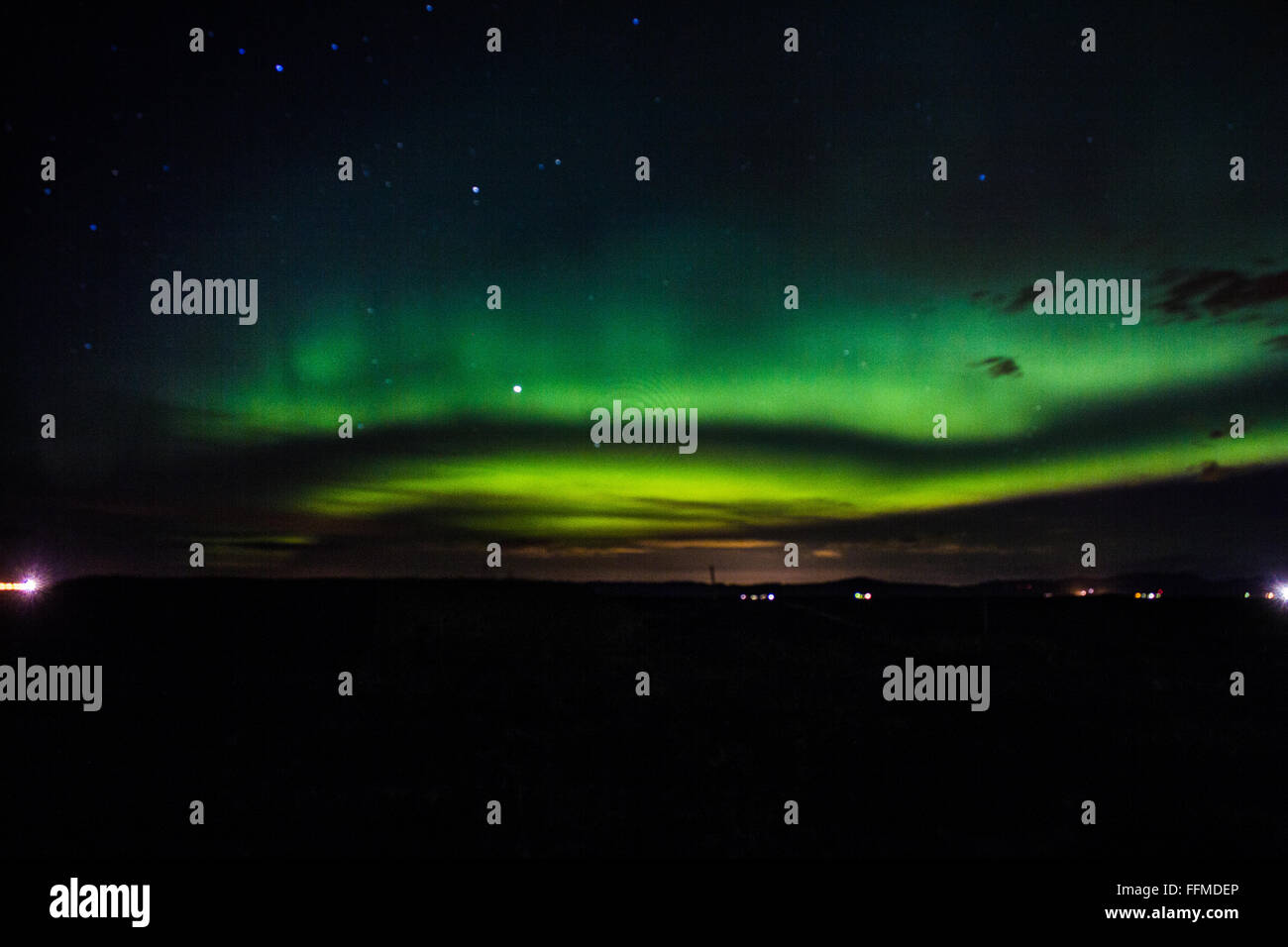 Aurora Boreale in Islanda Foto Stock