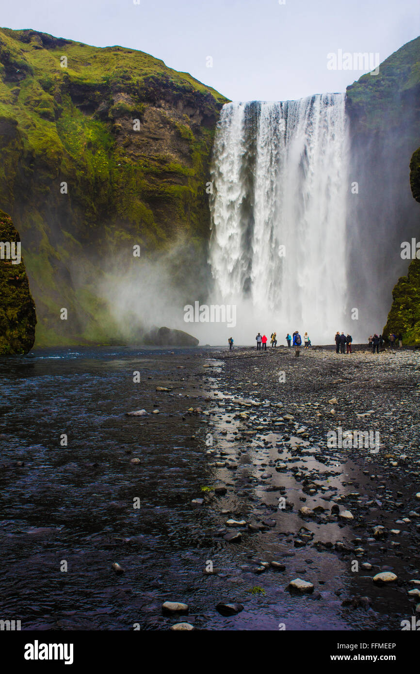 Skogafoss cascata in Islanda Foto Stock