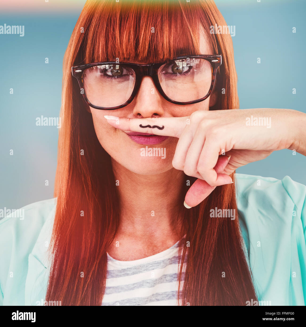 Immagine composita di sorridenti hipster con un baffi Foto Stock