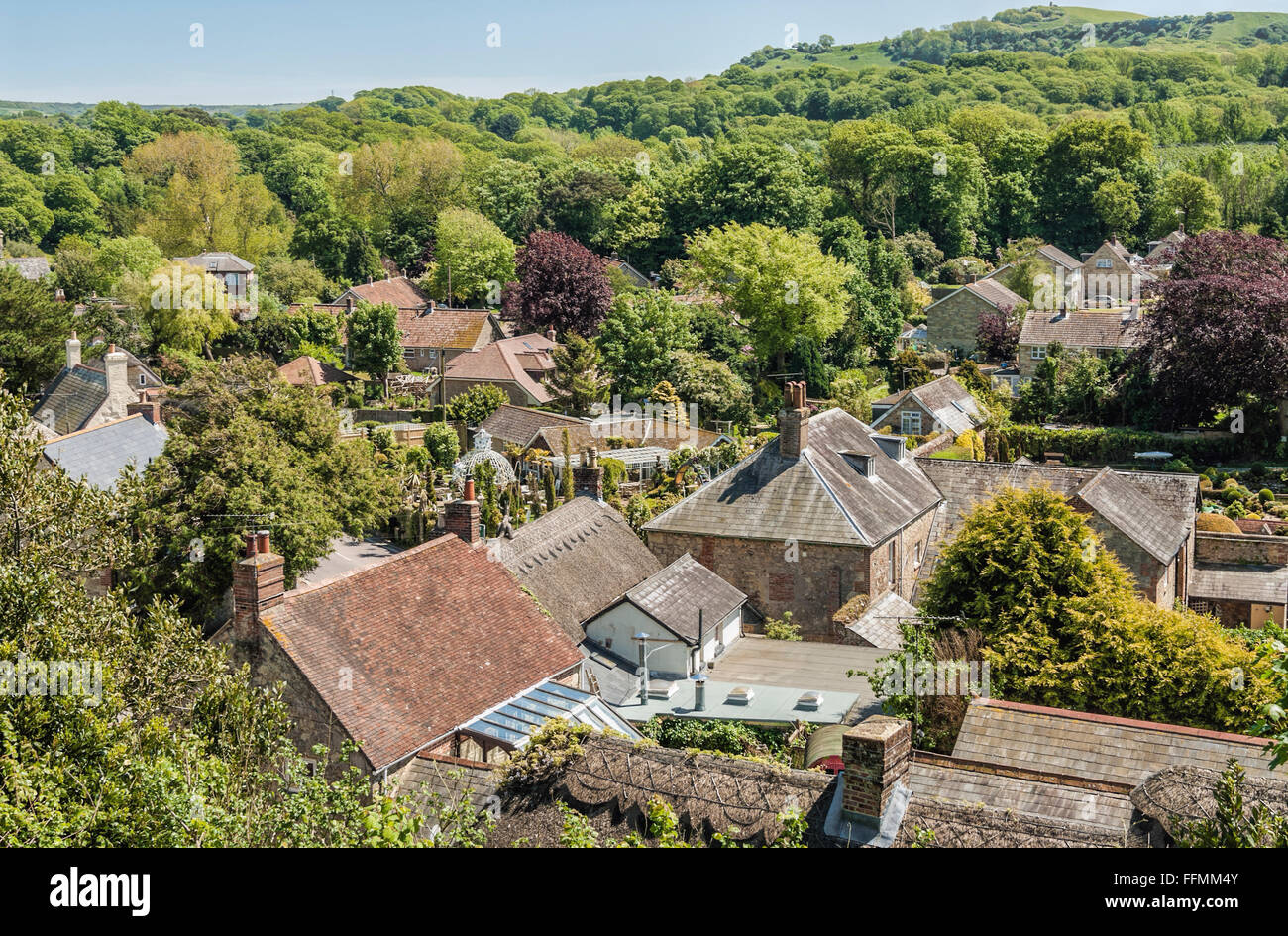 Vista sul villaggio Godshill sull'Isola di Wight, Inghilterra meridionale Foto Stock