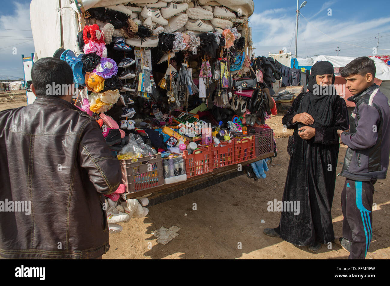 Small business in un campo di rifugiati in Iraq settentrionale Foto Stock