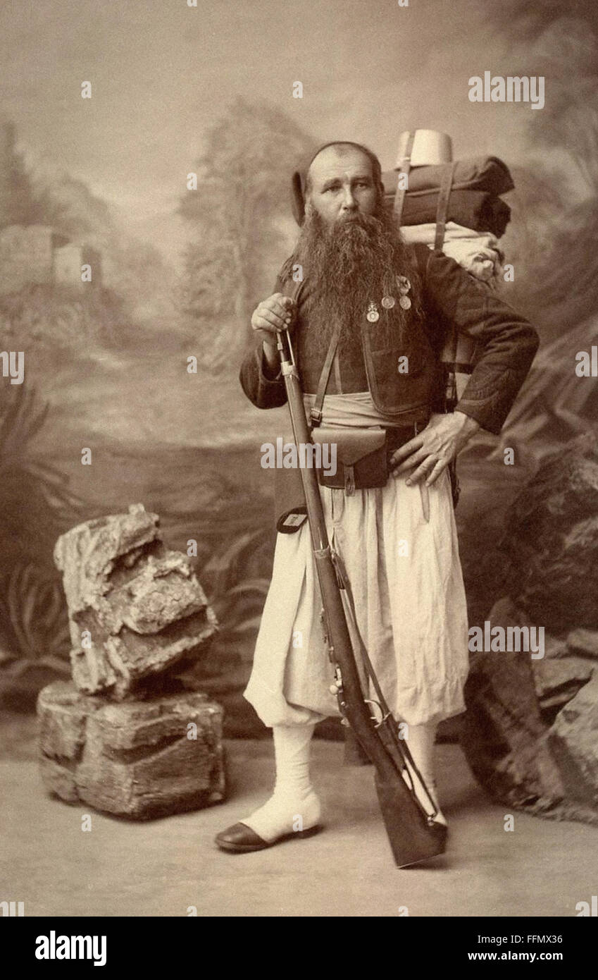 Soldato algerino - Vintage cartolina - 1900 Foto Stock