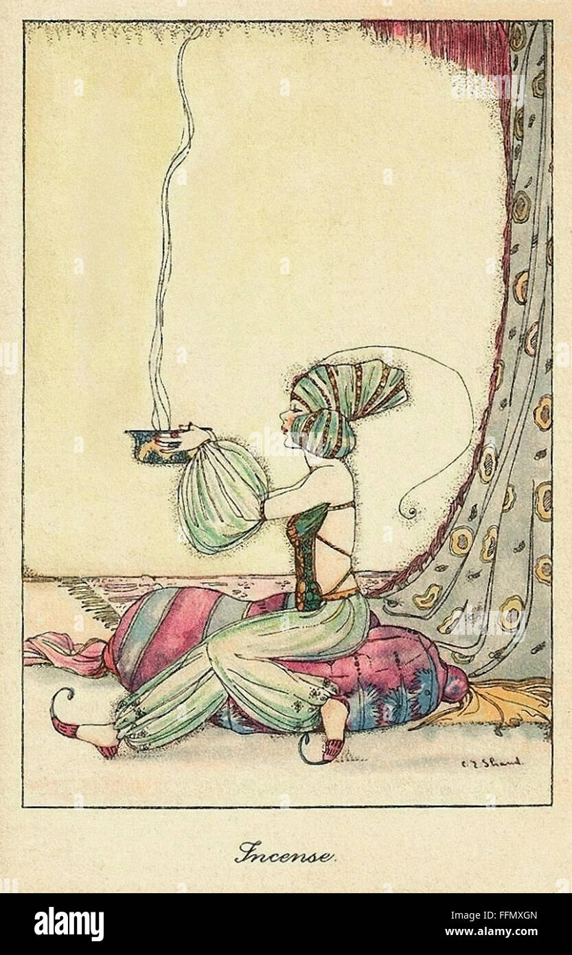 Incenso- Belle Epoque - Vintage cartolina - 1900 Foto Stock