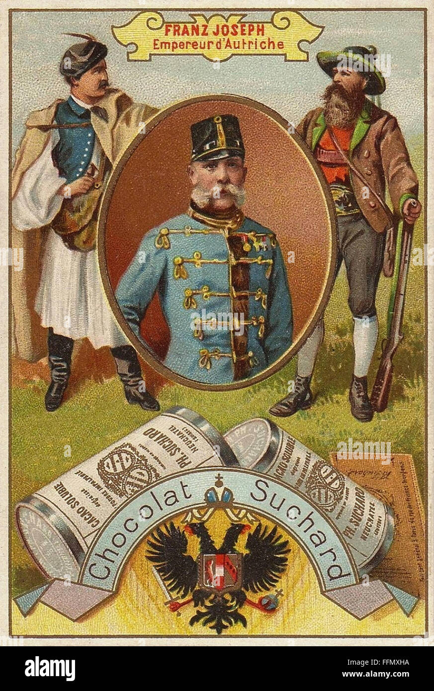 Suchard Chocolat - Franz Joseph Empereur d'Autriche - Cartolina Vintage Foto Stock