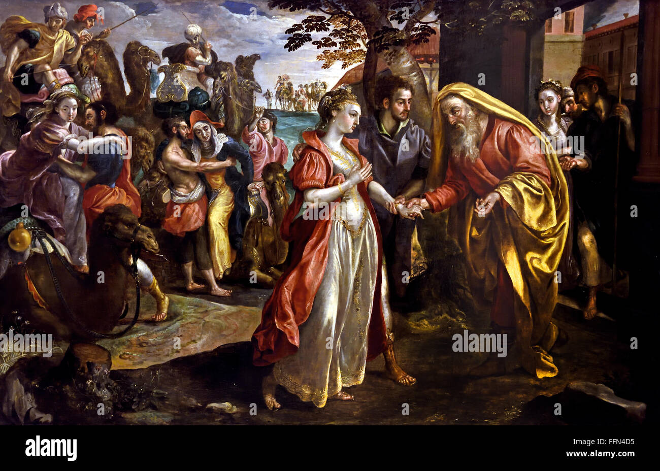 Isaac presenta Rebecca ad Abrahamo 1563. Marten (Martin) de Vos 1532 1603 Belgio fiammingo belga Foto Stock