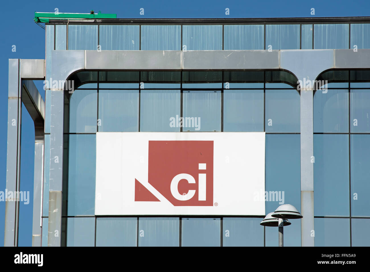 Logo per ci, la criminalità e la inchiesta canale tv presso la sede di sky tv, brentford, Inghilterra Foto Stock