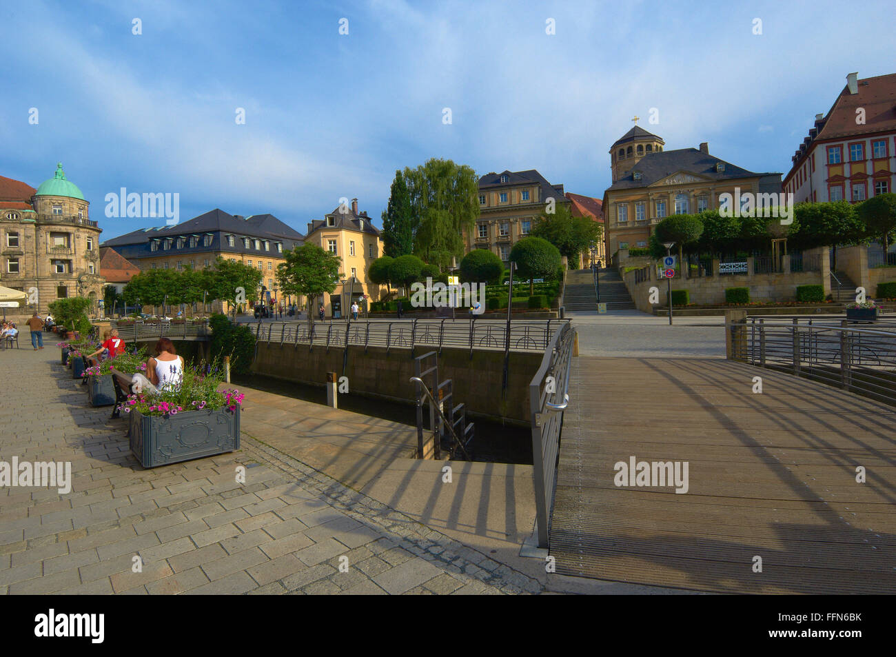 Bayreuth, Luitpold Square, Canal, Luitpoldplatz, Alta Franconia, Franconia, Baviera, Germania Foto Stock