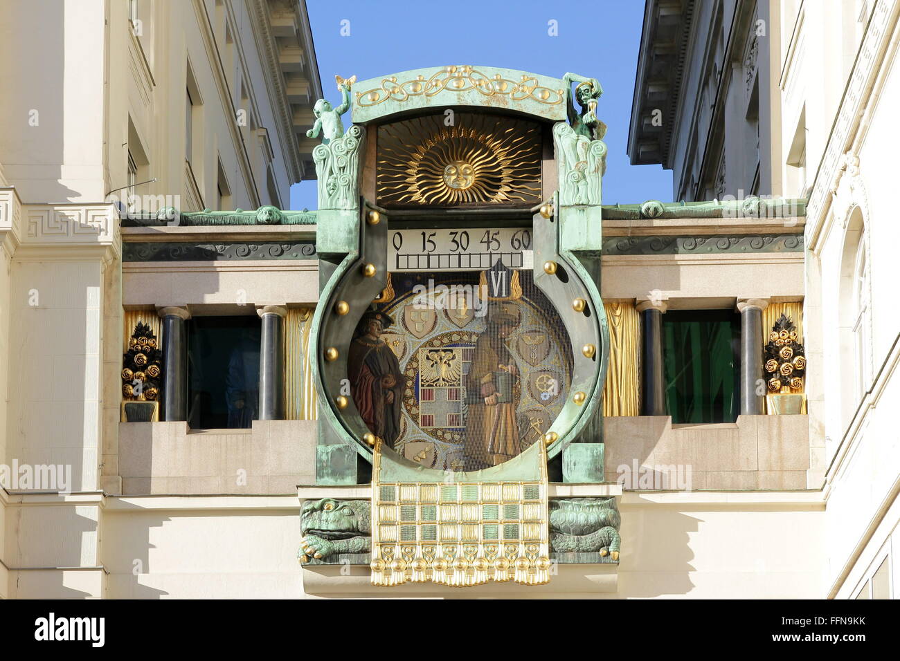 Geografia / viaggi, Austria, Vienna, Anker orologio, costruito: 1911-1914 da Franz Matsch, Helvetia Assicurazioni, Hoher Markt, Master Hans Puchsbaum, Additional-Rights-Clearance-Info-Not-Available Foto Stock