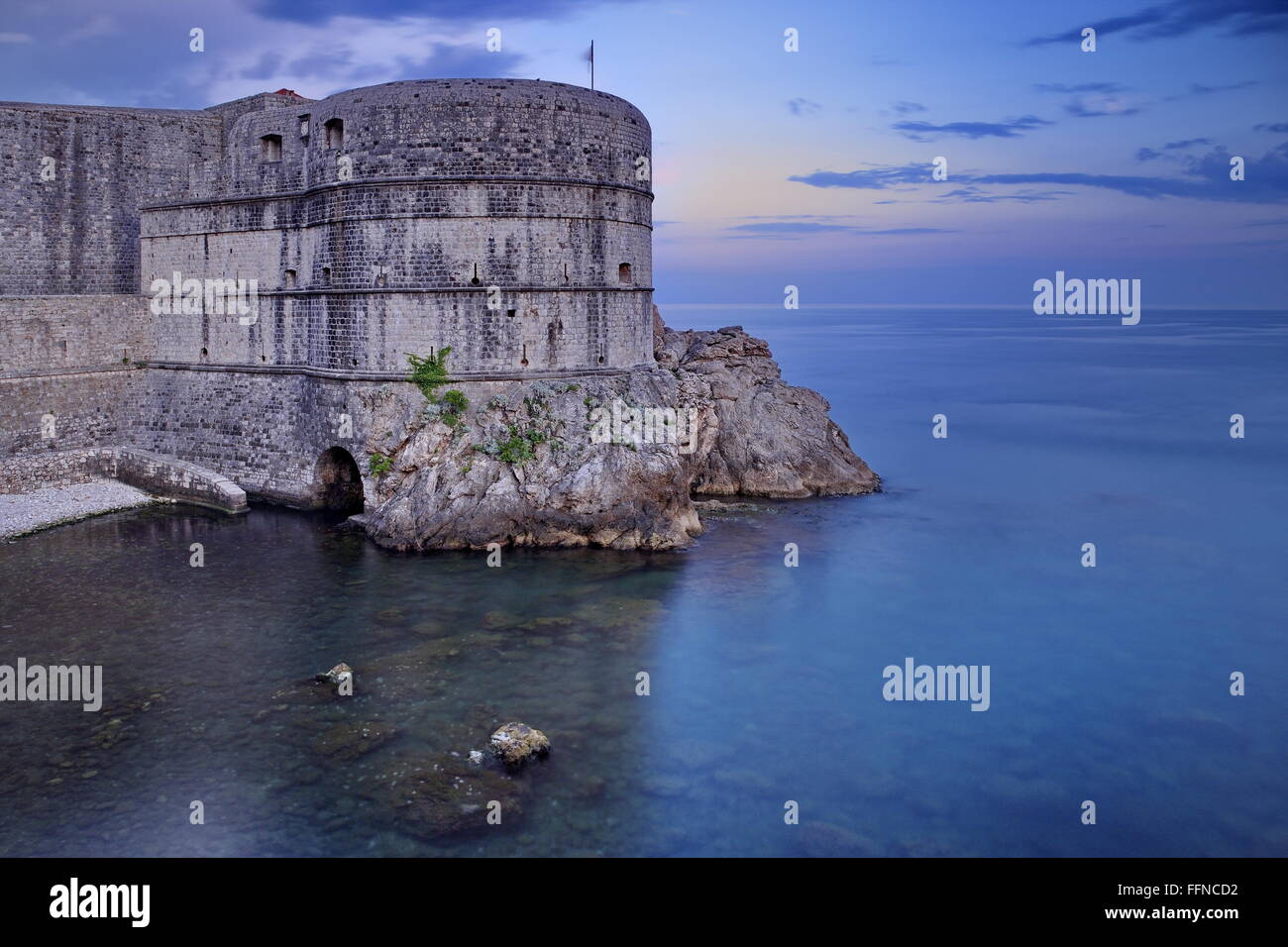 Dubrovnik fort al tramonto Foto Stock