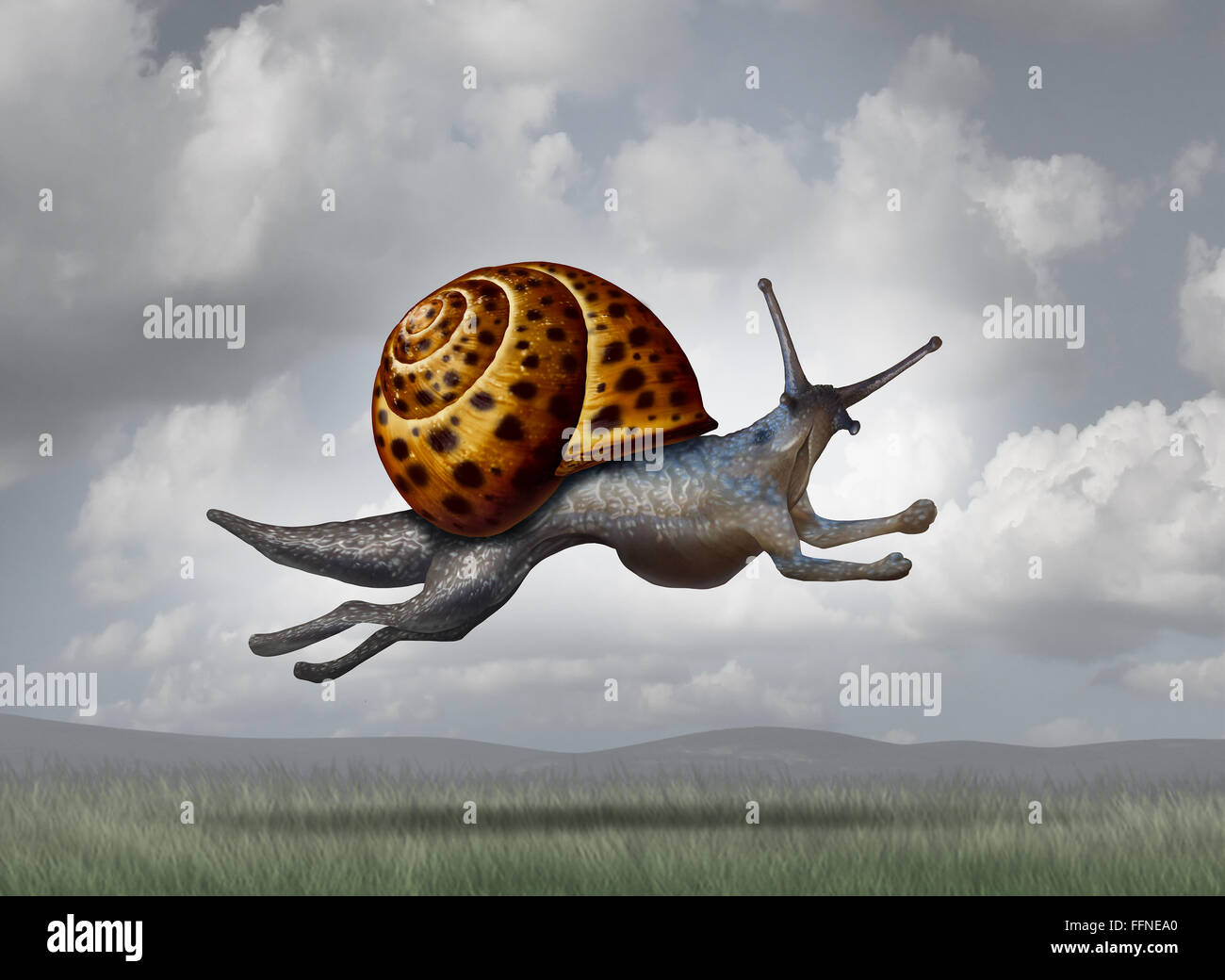 La trasformazione di successo come un concetto di business per adattare e in evoluzione per una più aggressiva strategia come una lumaca modifica in un ghepardo forma per diventare più competitivi. Foto Stock