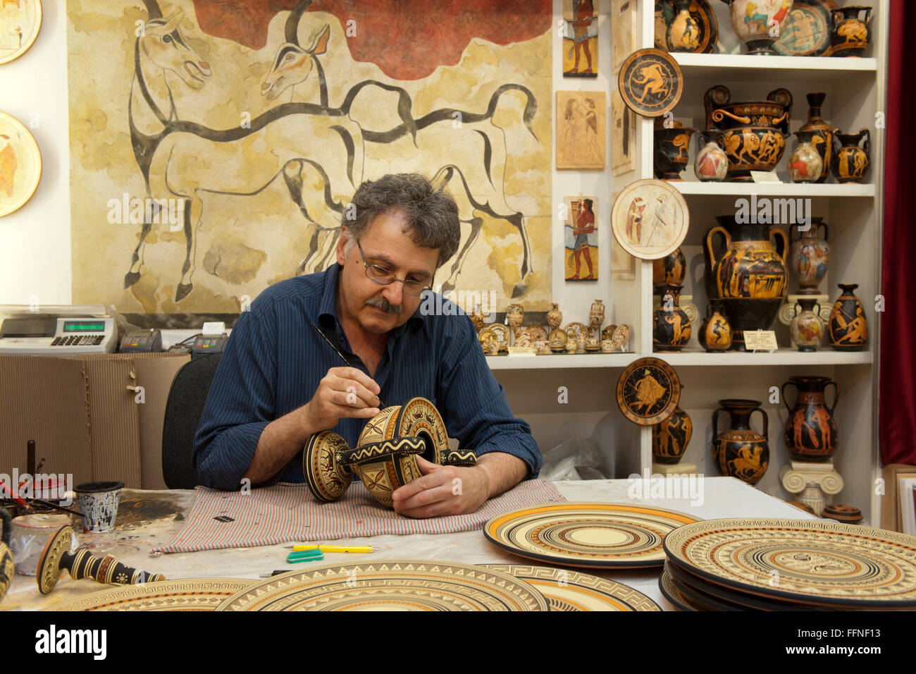 Griechenland, Kreta, Agios Nikolaos, Atelier Ceramica Foto Stock