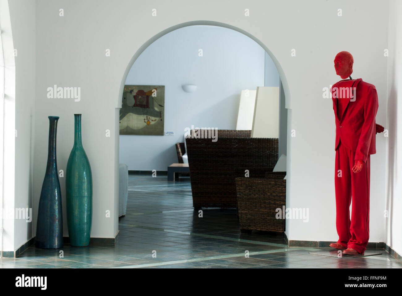 Griechenland, Kreta, Agios Nikolaos, Minos Beach Art Hotel, Eingangsbereich Foto Stock