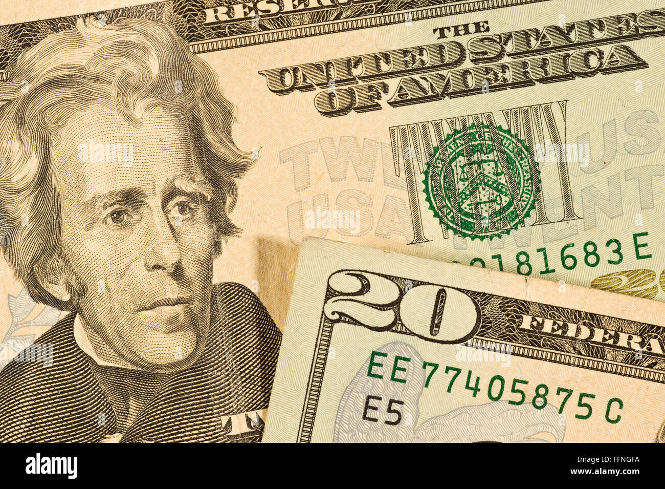 Venti le fatture del dollaro dettaglio20, Foto Stock
