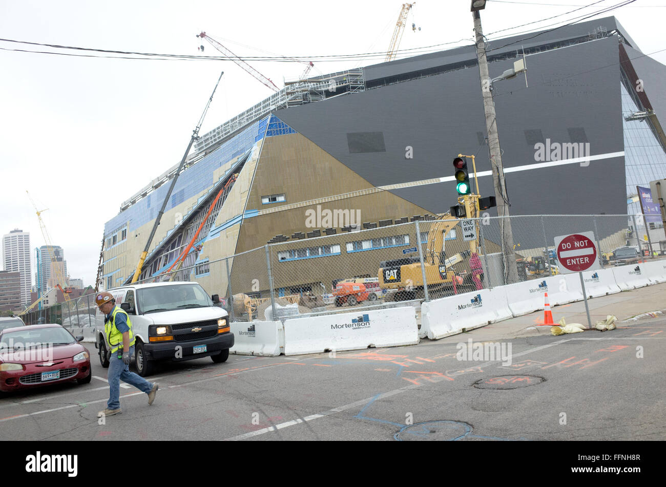 Progressi nella costruzione del Minnesota Vikings Professional Football Stadium Luglio 16, 2016. Minneapolis Minnesota MN USA Foto Stock