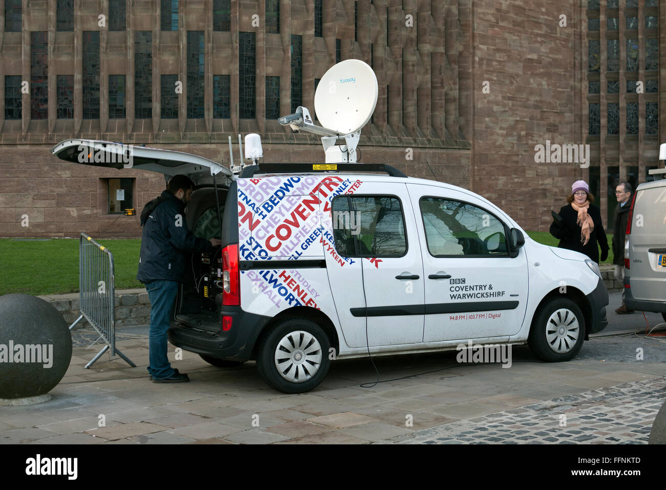 BBC Coventry e Warwickshire radio locale veicolo di trasmissione, Coventry, Regno Unito Foto Stock