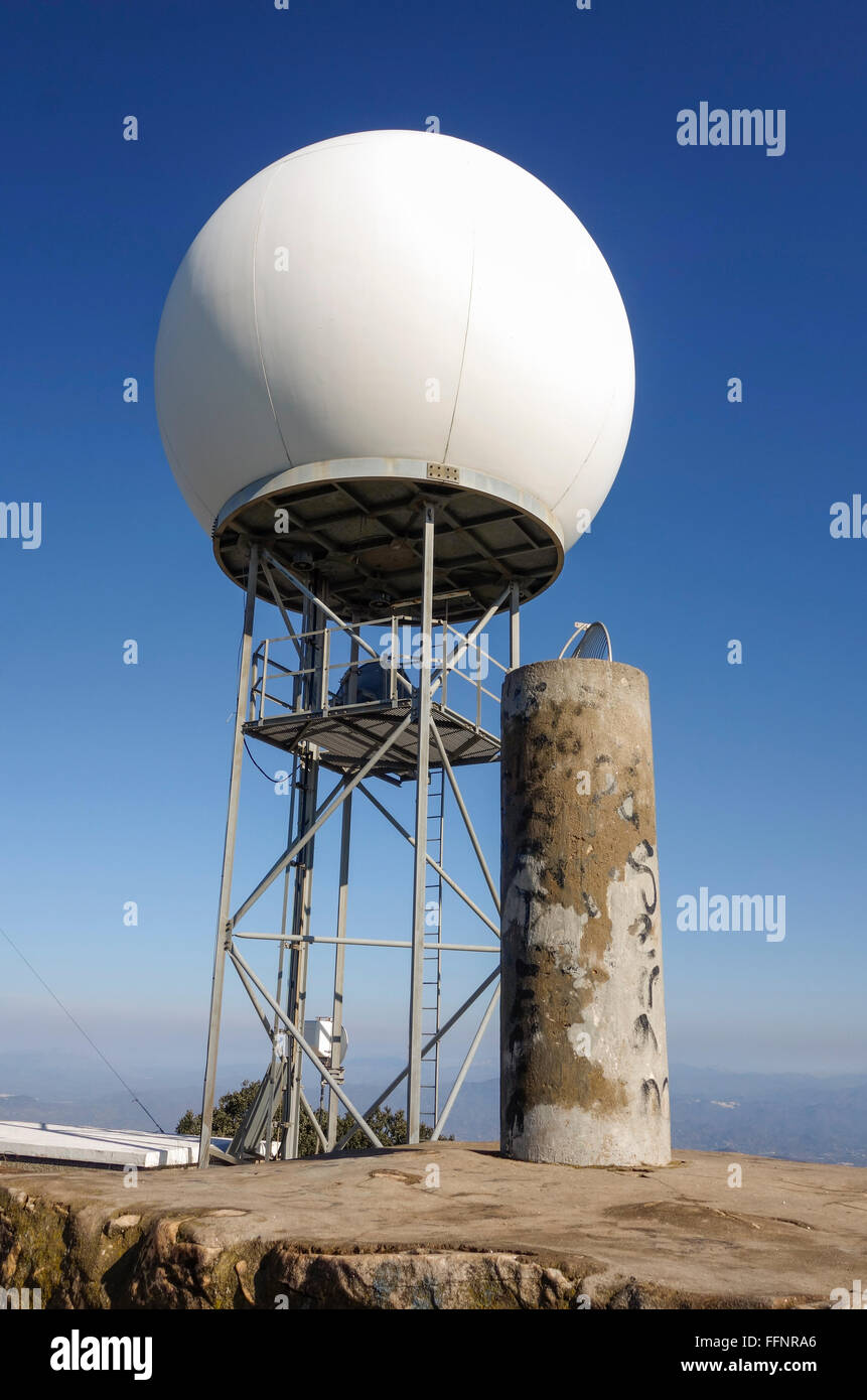 Il radar meteo e previsioni radar di sorveglianza, un radar Doppler sulla  cima della montagna di Mijas, Andalusia, Spagna Foto stock - Alamy