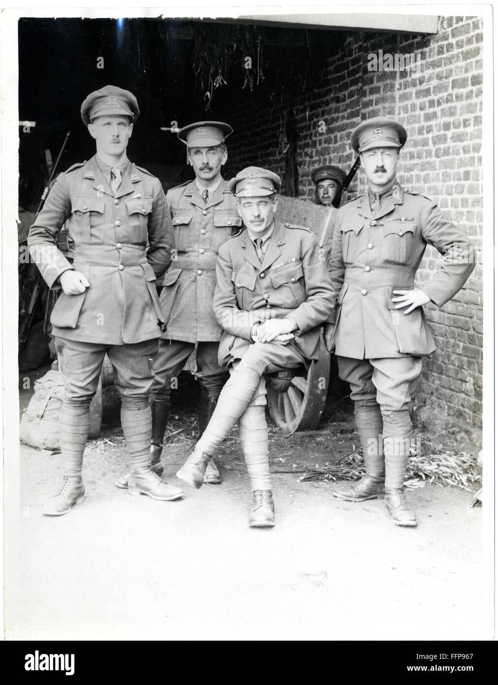 Alcuni di seconda Leicesters dall'India; Lt. Col. Gordon D.S.O., Capt Romilly D.S.O., Capt Weir, Lt & Qr.Il sig. Birdie [Estaires, F Foto Stock