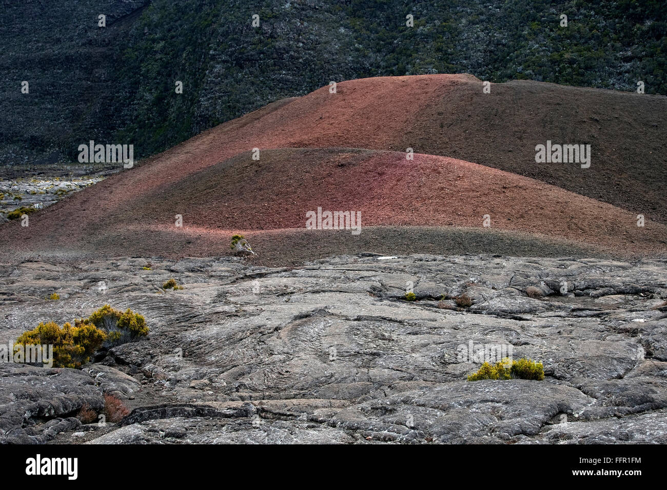 Lava, cratere Léo Formica, area vulcanica di ​​the Piton de la Fournaise, Reunion, Francia Foto Stock