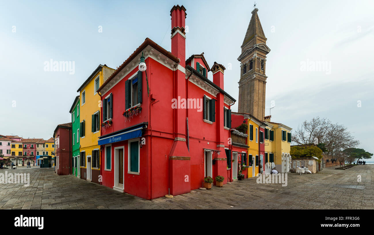 Case colorate, Burano, Venezia, Veneto, Italia Foto Stock
