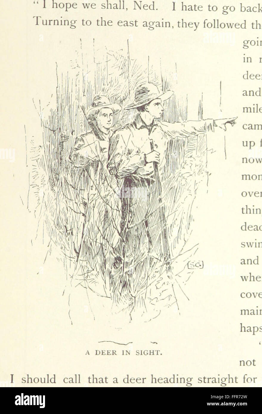"Through the Wilds" è un libro di viaggi e avventure che documenta lo sport all'aperto e l'esplorazione nelle foreste del New Hampshire e del Maine. Il libro include illustrazioni che raffigurano i paesaggi aspri e la fauna selvatica della regione, evidenziando le sfide e i premi della vita all'aria aperta in Nord America. Foto Stock