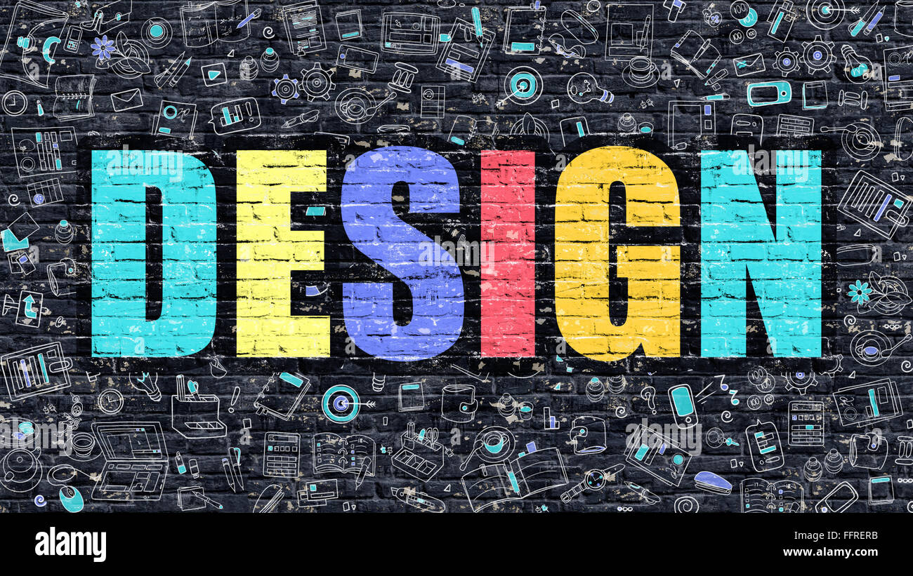 Design in multicolore. Doodle Design. Foto Stock