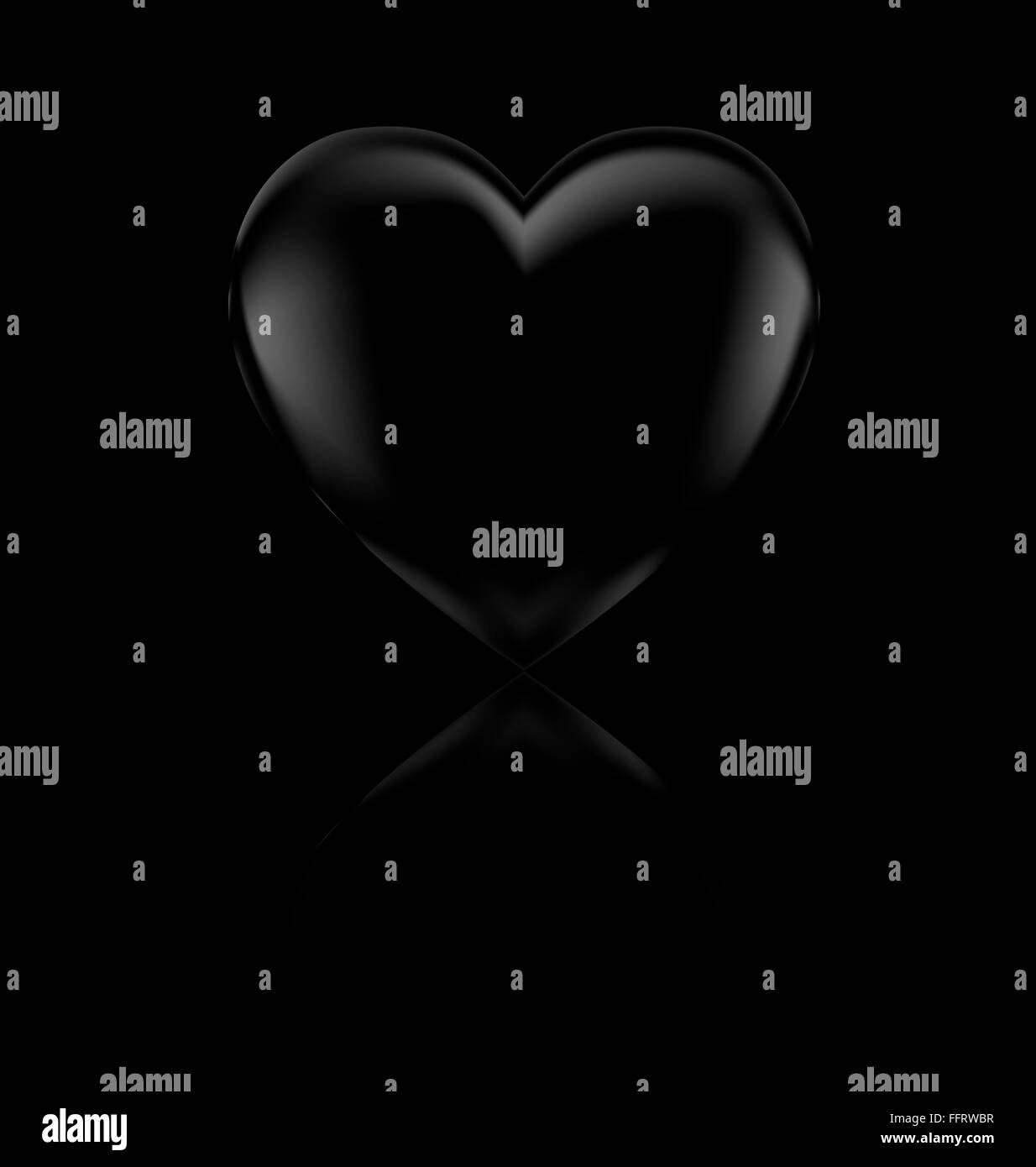 Lo sfondo scuro e il grande cuore nero Foto Stock