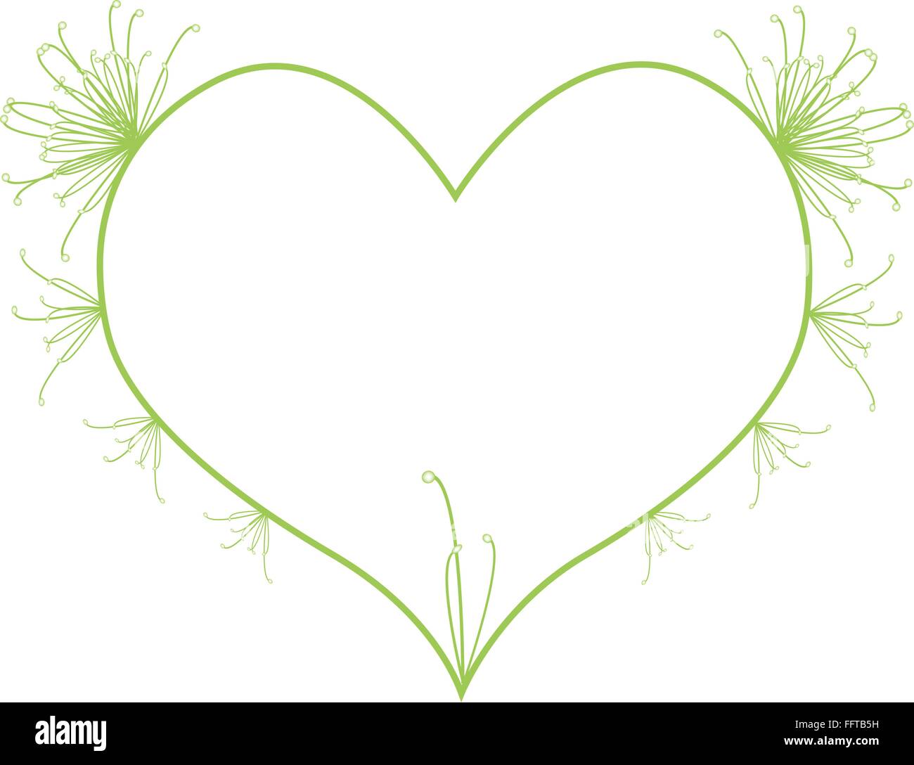 Il concetto di amore, illustrazione di Egiziano verde cyperus papyrus o Cyperaceae lascia la formatura in forma di cuore isolato su bianco Backg Illustrazione Vettoriale