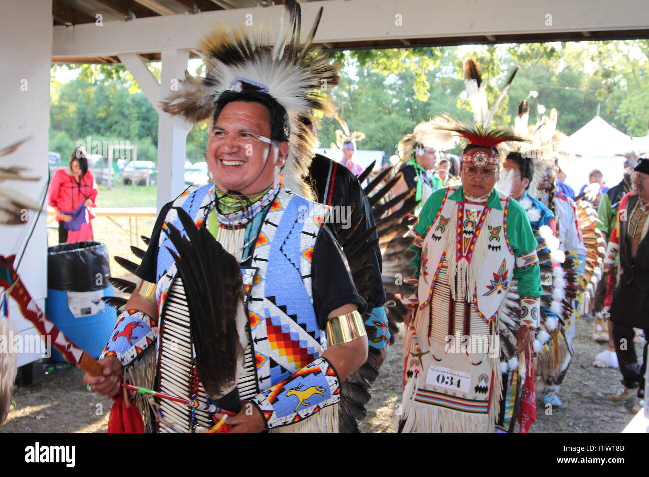 Meskwaki tradizionale (Fox)Pow Wow Native American danze festival - 14/08/2011 - Stati Uniti / Iowa - Il Grand Entry int Foto Stock