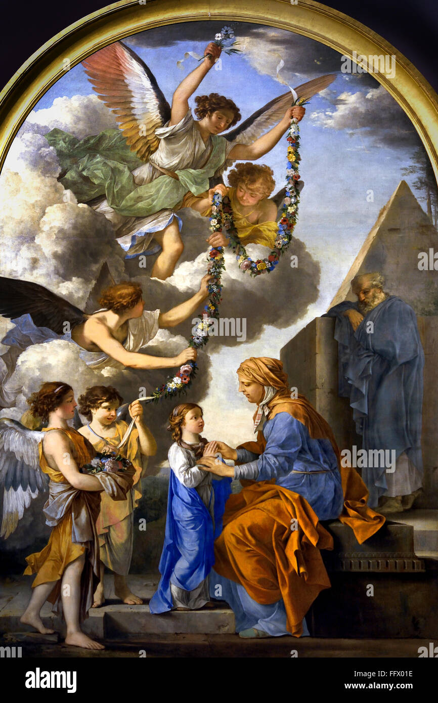 Saint Anne istruire la Vergine da Laurent de la Hyre 1606-1656 Francia - Francese Foto Stock