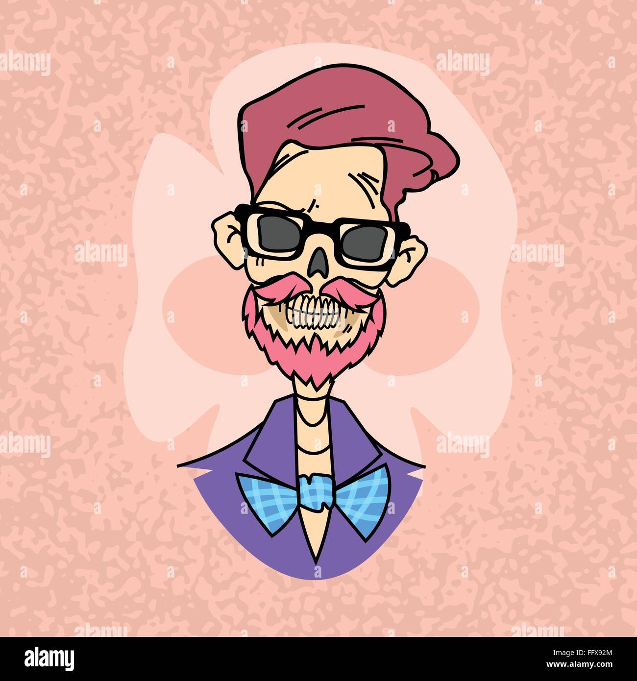 Lo scheletro Hipster ragazzo alla moda in stile rétro Illustrazione Vettoriale