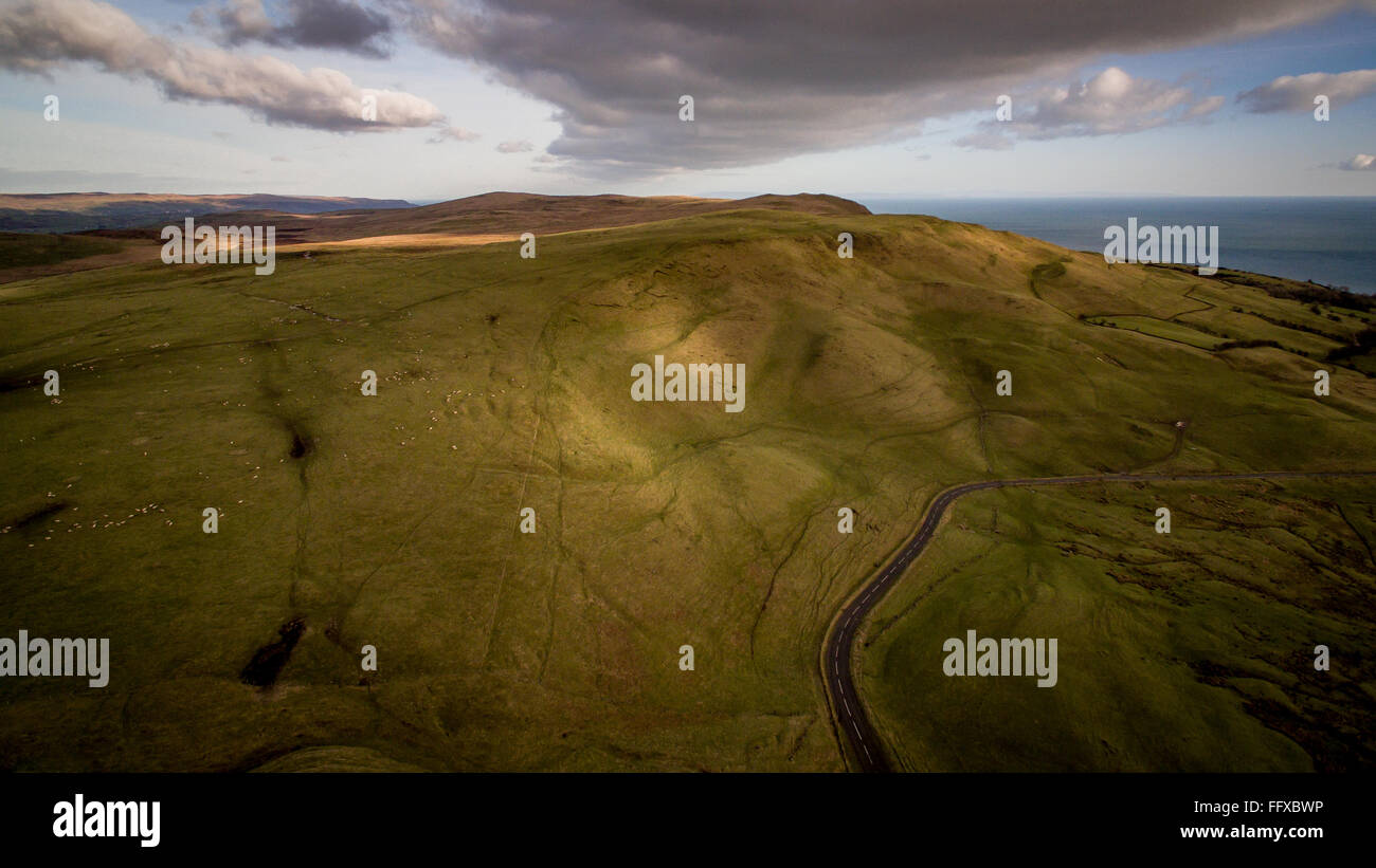 Le fotografie aeree di gioco di troni location del film. Westeros - Cairncastle, County Antrim, Irlanda del Nord Foto Stock