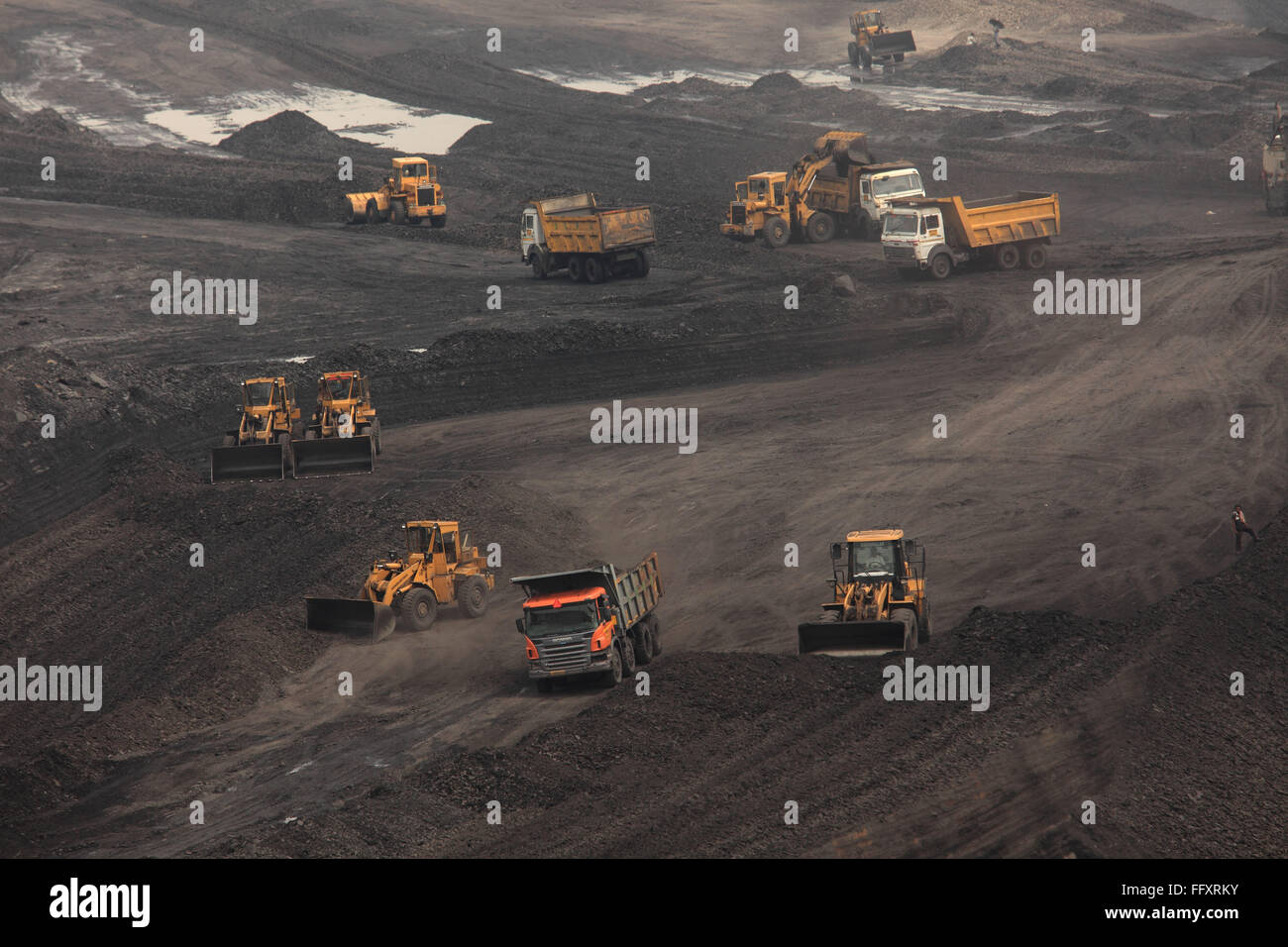 Aprire il cast delle miniere di carbone del carbone Mahanadi campi limitati a Jharsuguda Orissa India Foto Stock