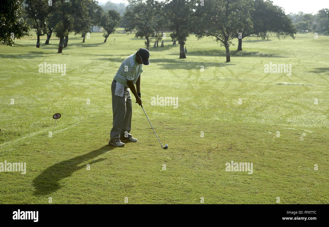 Giocatore di Golf in perfetta hit sul campo da golf signor # 372 Foto Stock