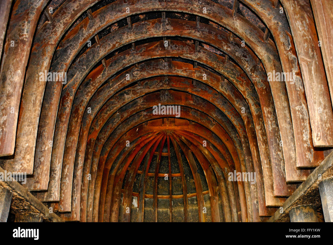 Pilastri hall di Bhaja grotte nel II secolo A.C. . , Lonavala , Maharashtra , India Foto Stock