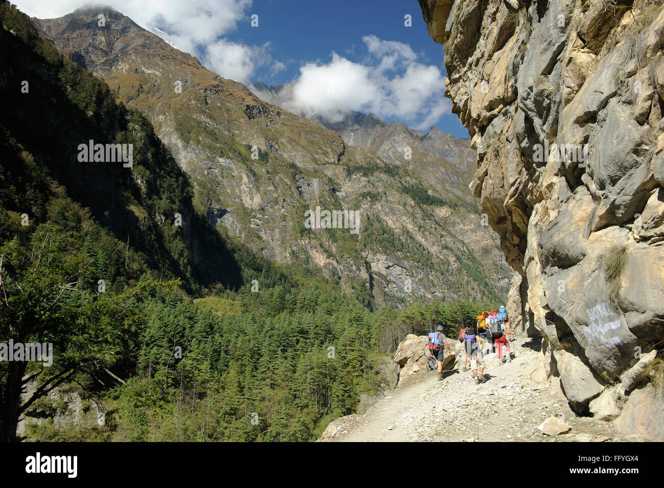 Il trekking ; Chame ; Nepal Foto Stock