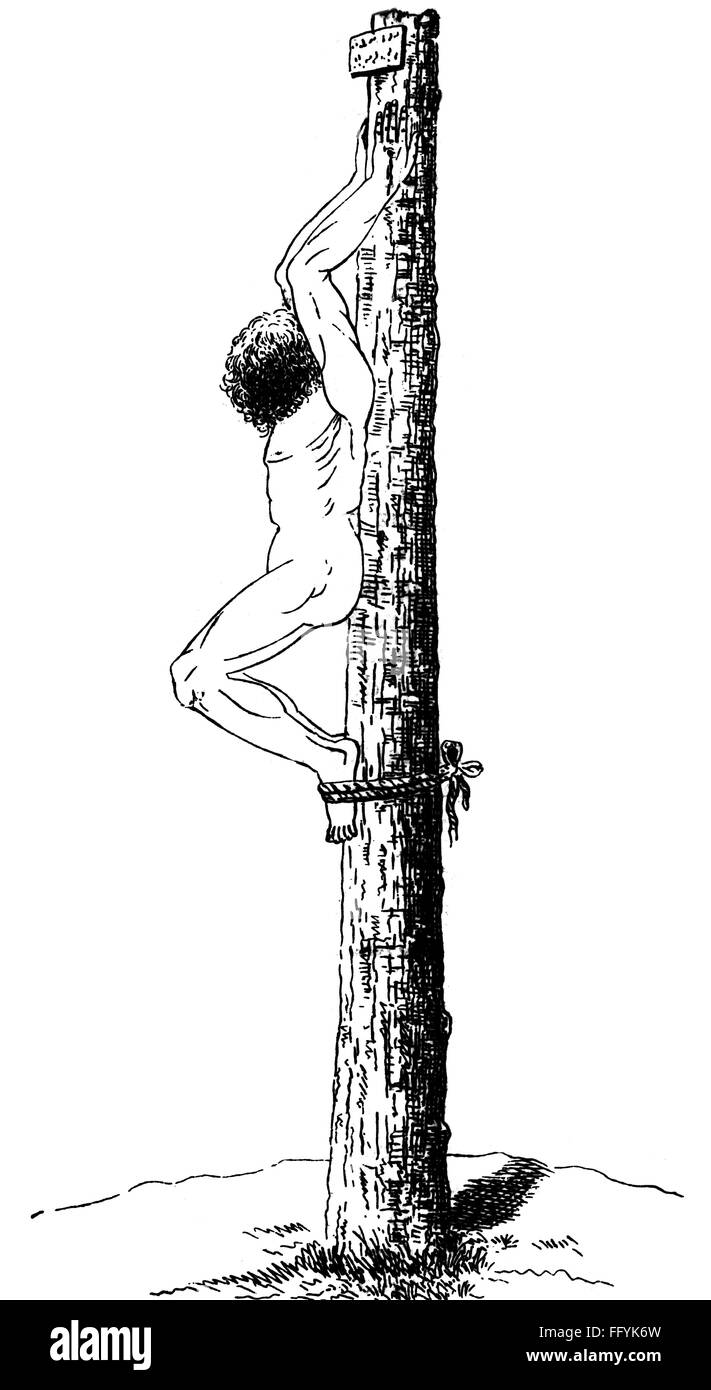 giustizia, sistema penitenziario, crocifissione, disegno, da: 'Das Kreuz und die Kreuzigung' (la Croce e la Crocifissione), Wroclaw, 1878, diritti-aggiuntivi-clearences-non disponibile Foto Stock