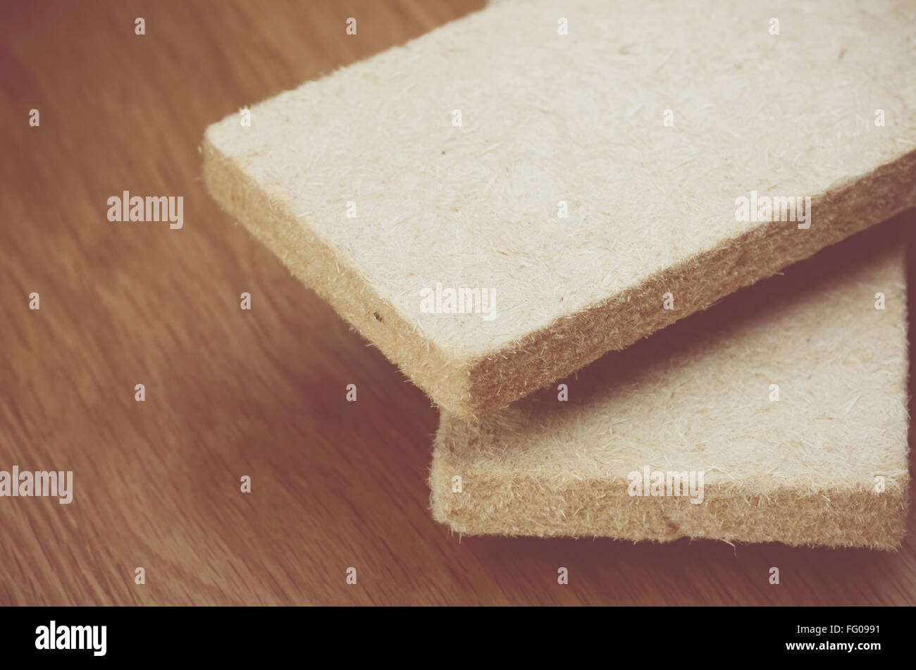 Compressa isolanti termici per le fibre di canapa, chiudere i pannelli di visualizzazione - materie dei materiali industriali Foto Stock