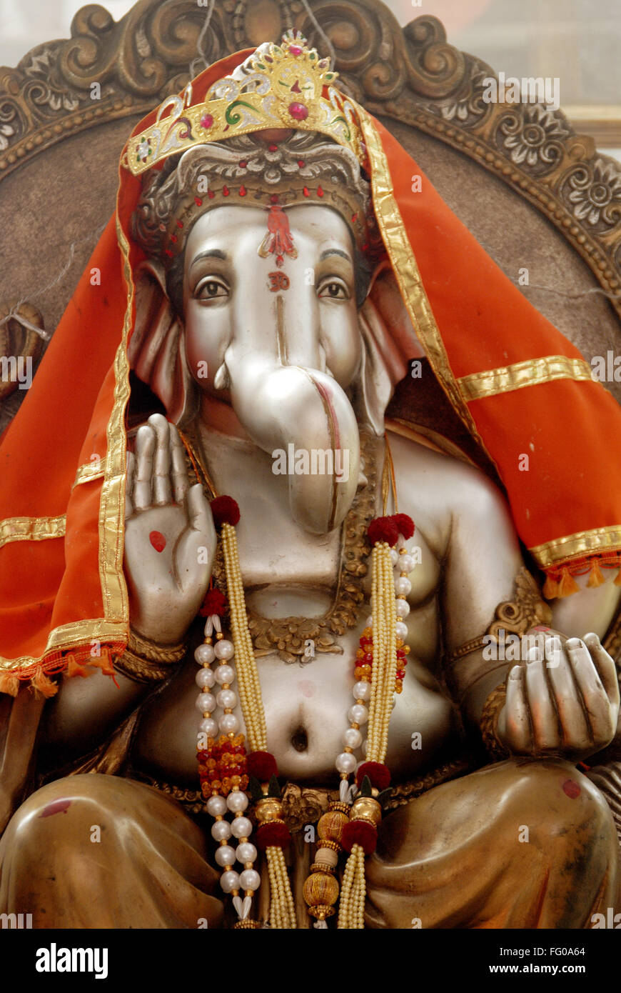 Signore Ganesh ganpati statua d'argento Foto Stock