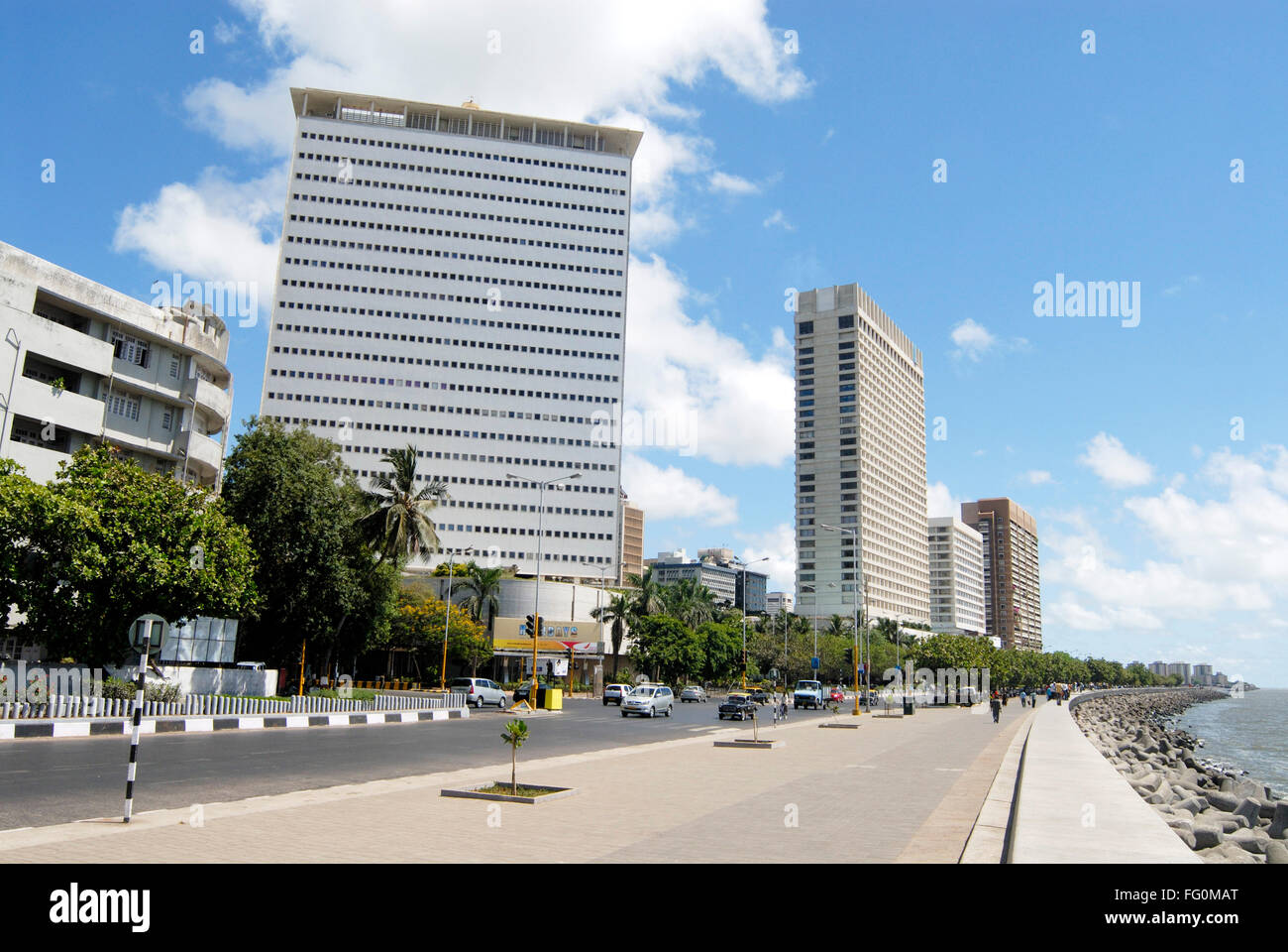 Air India Hilton tower Apsara appartamenti altri edifici residenziali Nariman Point Marine Drive Churchgate Mumbai Maharashtra Foto Stock