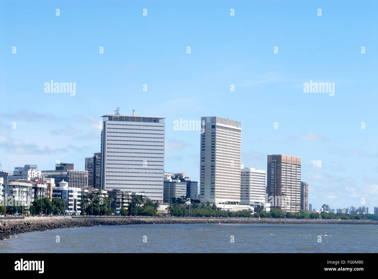 Air India Hilton tower Apsara appartamenti altri edifici residenziali Nariman Point Marine Drive Churchgate Mumbai Maharashtra Foto Stock