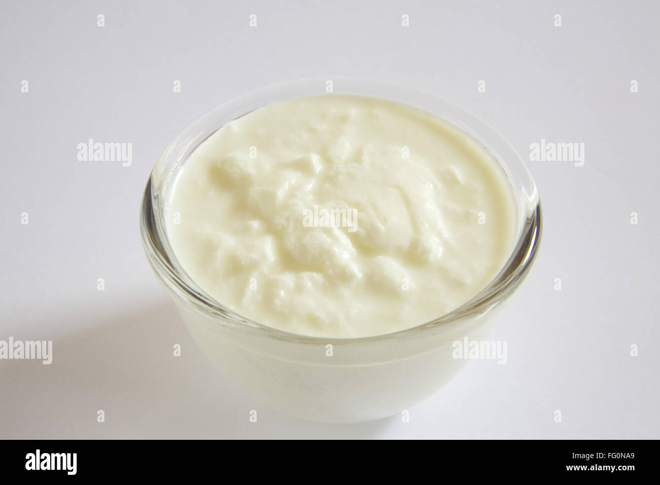 Cagliata yogurt dahi home o prodotti lattiero-caseari in ciotole Foto Stock