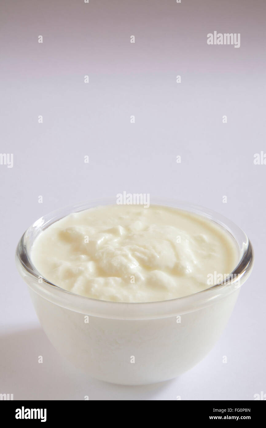 Cagliata dahi yogurt fatto da parte coagulata di latte inacidito home o prodotti lattiero-caseari Foto Stock