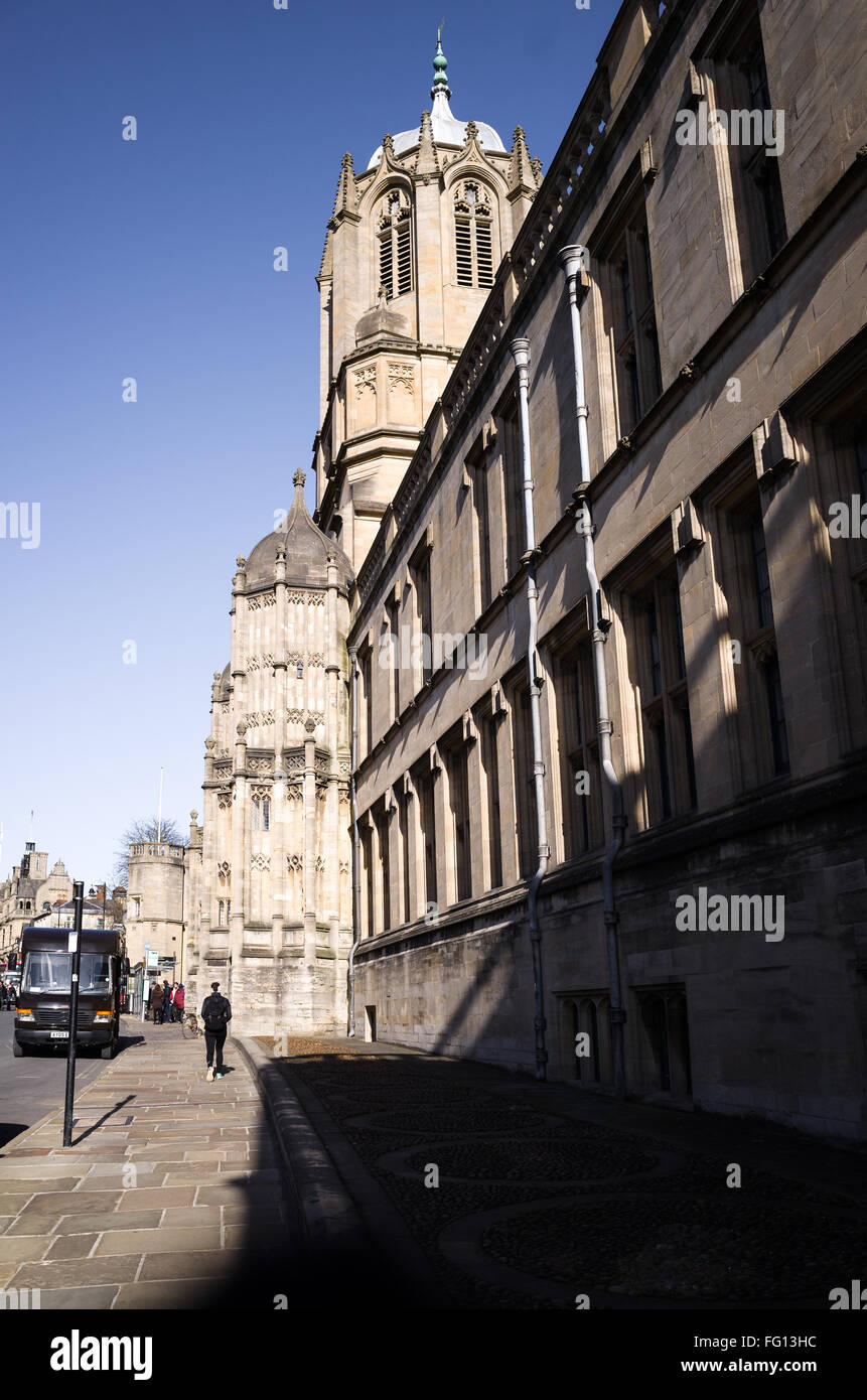Christ Church College, Università di Oxford, su una soleggiata giornata invernale. Foto Stock