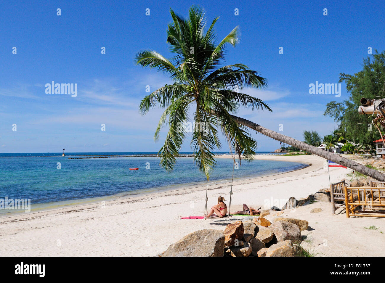 Una bellissima vista su Ao Chaloklum Beach, Koh Phangan, Thailandia Foto Stock