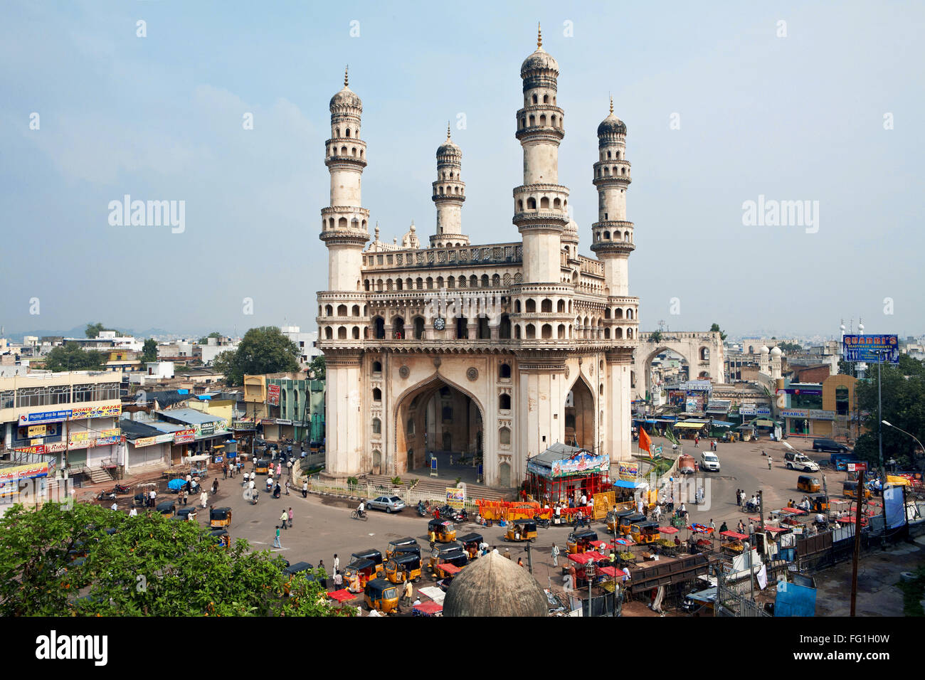 Charminar, moschea e tempio, Hyderabad, Andhra Pradesh, Telengana, India, Asia Foto Stock