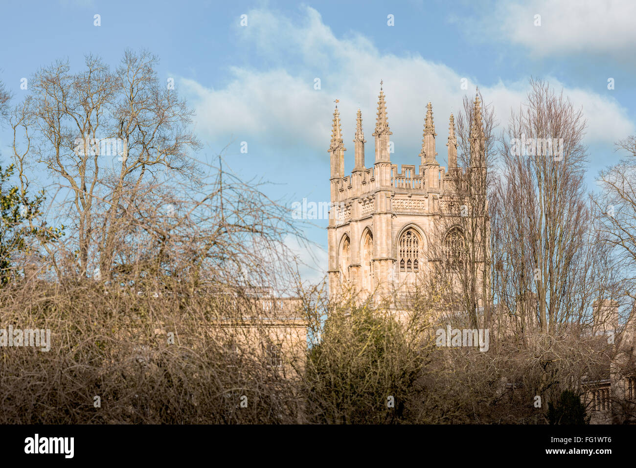 Merton College, Università di Oxford, su una soleggiata giornata invernale. Foto Stock